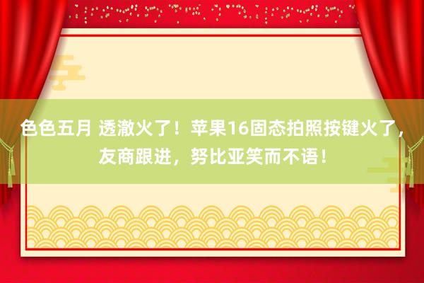 色色五月 透澈火了！苹果16固态拍照按键火了，友商跟进，努比亚笑而不语！