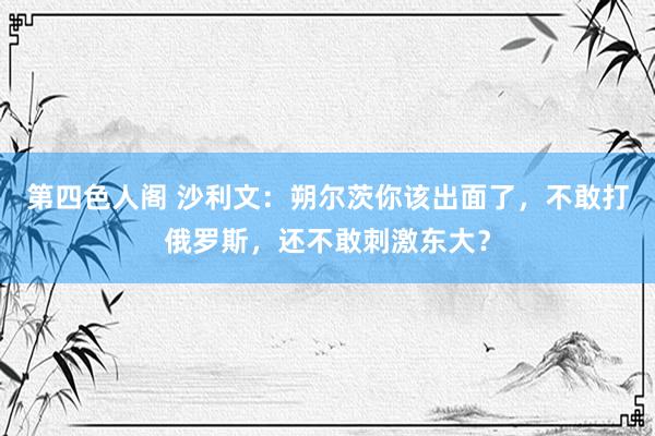 第四色人阁 沙利文：朔尔茨你该出面了，不敢打俄罗斯，还不敢刺激东大？