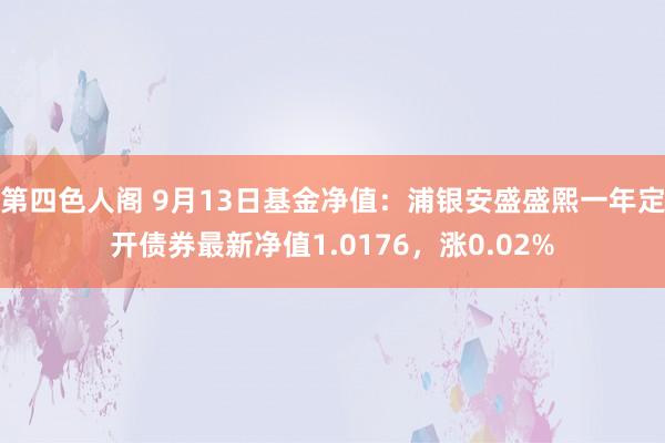 第四色人阁 9月13日基金净值：浦银安盛盛熙一年定开债券最新净值1.0176，涨0.02%