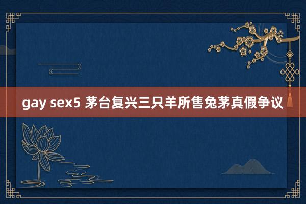 gay sex5 茅台复兴三只羊所售兔茅真假争议