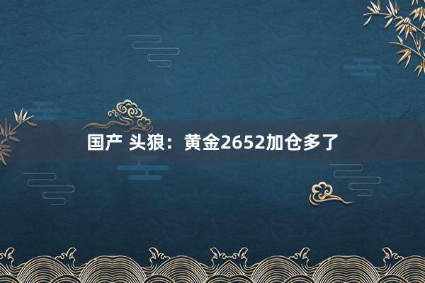 国产 头狼：黄金2652加仓多了