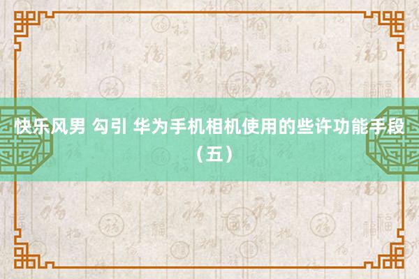 快乐风男 勾引 华为手机相机使用的些许功能手段（五）