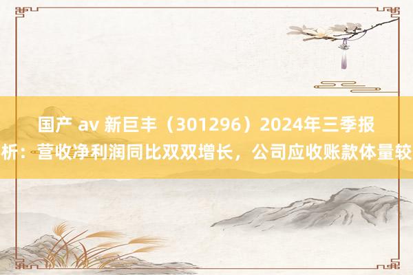 国产 av 新巨丰（301296）2024年三季报简析：营收净利润同比双双增长，公司应收账款体量较大