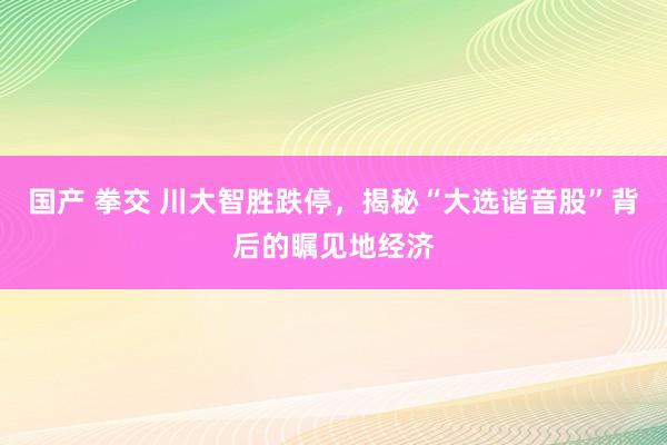 国产 拳交 川大智胜跌停，揭秘“大选谐音股”背后的瞩见地经济