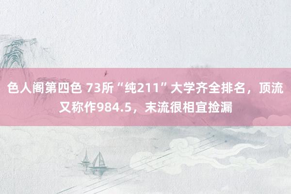 色人阁第四色 73所“纯211”大学齐全排名，顶流又称作984.5，末流很相宜捡漏