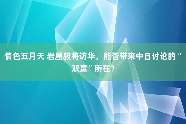 情色五月天 岩屋毅将访华，能否带来中日讨论的“双赢”所在？