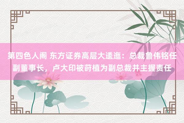 第四色人阁 东方证券高层大逶迤：总裁鲁伟铭任副董事长，卢大印被莳植为副总裁并主握责任