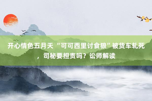 开心情色五月天 “可可西里讨食狼”被货车轧死，司秘要担责吗？讼师解读