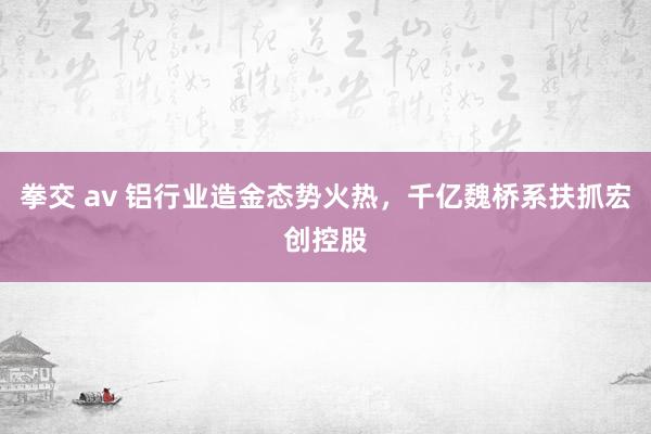 拳交 av 铝行业造金态势火热，千亿魏桥系扶抓宏创控股