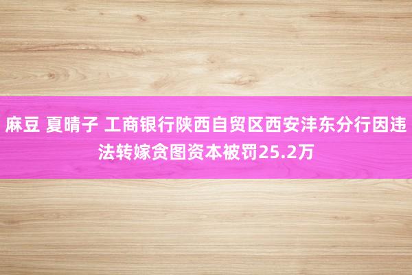 麻豆 夏晴子 工商银行陕西自贸区西安沣东分行因违法转嫁贪图资本被罚25.2万