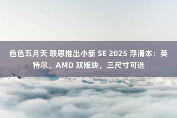 色色五月天 联思推出小新 SE 2025 浮滑本：英特尔、AMD 双版块，三尺寸可选