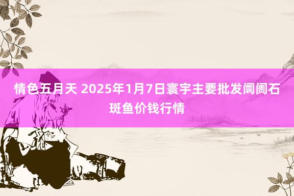 情色五月天 2025年1月7日寰宇主要批发阛阓石斑鱼价钱行情