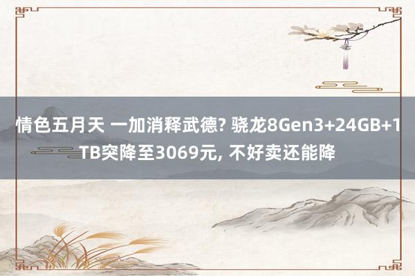 情色五月天 一加消释武德? 骁龙8Gen3+24GB+1TB突降至3069元， 不好卖还能降